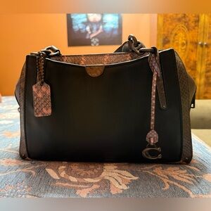 Coach ox blood red and black with snake skin dreamer 36